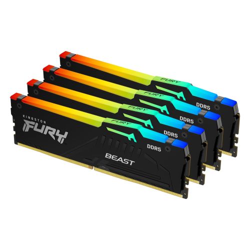 Kingston Fury Beast RGB 128GB DDR5 RAM 4x32GB 5600MHz CL40 Black Kingston Fury Beast RGB 128GB DDR5 RAM 4x32GB 5600MHz CL40 Black